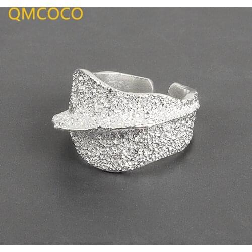 Korean Version Fashion Simple Open Ring Woman Irregular Concave-Convex Tin Foil Wide Ring Women Party Trendy Jewelry Decoration