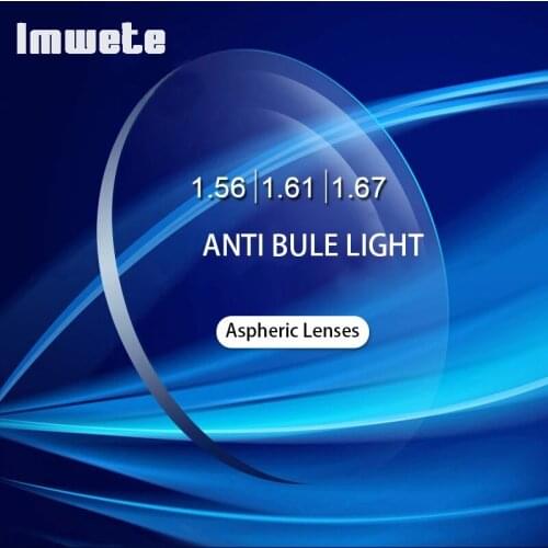1.56 1.61 1.67 Anti Blue Lenses Light Blocking Aspheric Resin Lens Customized Prescription Glasses Myopia Hyperopia Goggles