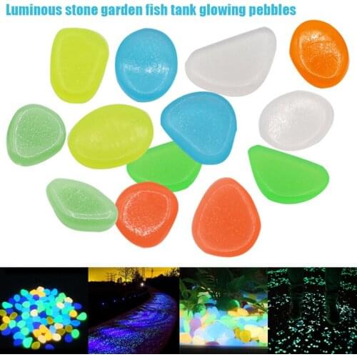 100Pcs Glow In The Dark Luminous Stones Pebbles Walkway Rock Tank Aquarium Decor Garden Decoration Outdoor Decoration De Jardin