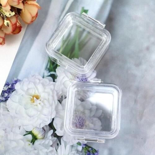 100PCS a Pack Clear Optic Membrane Case Hinged Display Jewelry Box Denture False Inlay Teeth Fragile Protect Transport