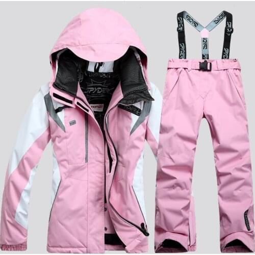 2020 Womens Outdoor High Quality Ski Suit Waterproof Warm Veneer Double Board Super Warm Snowboarding Set