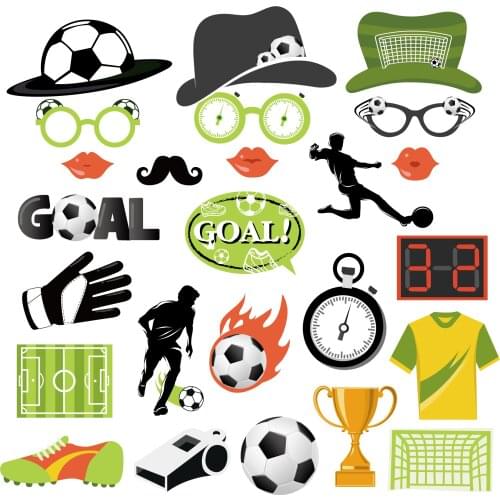 25pcs Baby Shower Football Party Photobooth Props Kids Party Decorations Happy Birthday Photobooth Props Party Supplies