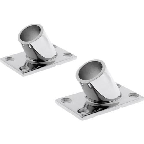 2x Marine 316 Stainless Steel Boat Deck Handrail Square Base Fitting 60 Deg