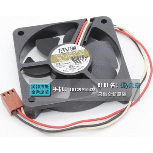 AVC C6010B12M DC 12V 0.15A 60x60x11mm 3-wire Server Cooling Fan
