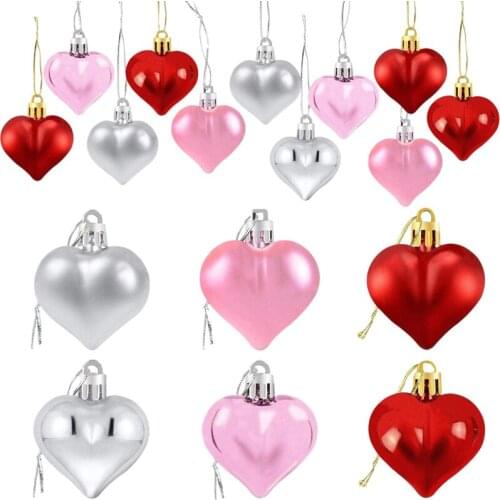36Pcs Valentines Day Heart Shaped Ornaments Valentines Heart Decorations Romantic Valentines Day Hanging Decorations