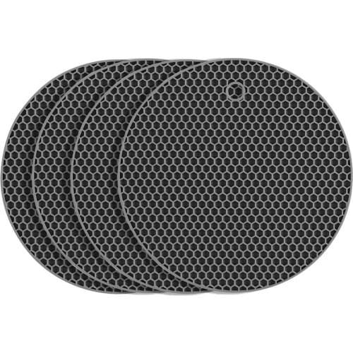 4 Pcs Kitchen Pot Mat Set Round Heat Resistant Silicone Cup Coasters Non-slip Holder Table Placemat Kitchen Accessories Gray