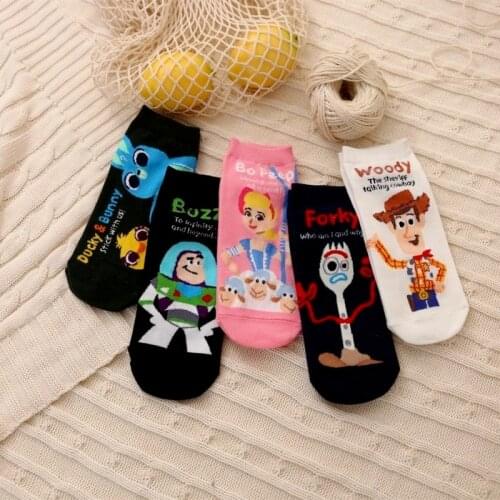 5pairs DisneyToy Story cartoon anime figure Hudi Buzz Lightyear xxx girls child socks casual baby kids Children princess socks