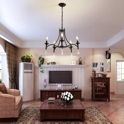 American Crystal Chandelier LED Pendant Lights Modern Ceiling Lamp Indoor Hanging Fixture for Living Dining Room Bedroom Kitchen