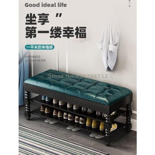 American-style long shoe changing stool, home entrance, sitting shoe cabinet, multi-functional multi-layer storage shoe rack, sh