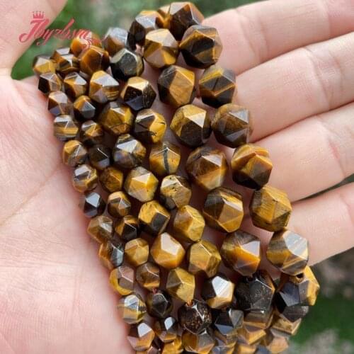 Natural Tigers Eye Yellow Faceted Square Stone Beads 6/8/10/12mm For DIY Necklace Bracelet Jewelry Making 15" Free Shipping