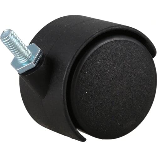 6mm Threaded Stem 40mm Dual Wheel Rotatable Caster Black