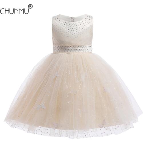 Flower Kids Dresses Teenage Wedding Party Dress Lace Mesh Girl Dress First Feast Elegant Prom Dress 3-12 Years Children Clothing