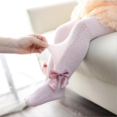 Kids Girls Mesh Fishnet Stockings Kids Girls Pantyhose ribbon bowknot side design Tights Pretty princess Girls Stockings