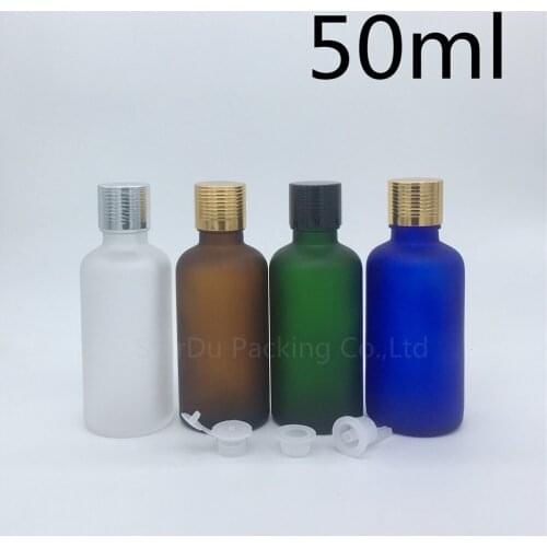 Travel bottle 50ml Green blue amber transparent frosted Glass Bottle, 50cc Vials Essential Oil Bottle with cap 500pcs/lot