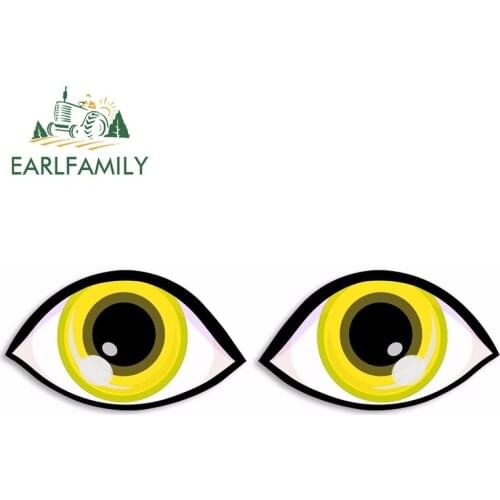 EARLFAMILY 7cm x 4cm 2x 3D Vinyl Funny Stickers Eyes Yellow Cool Auto Moto Bike Car Truck Tuning Decal Rearview Mirror Graphics