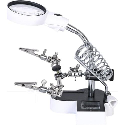 4.5 times 11 times electric soldering iron work desktop repair magnifying glass with auxiliary clip USB external power cord