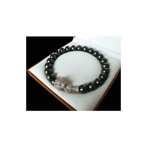 Fancy 20mm black shell pearl inlay zircon leopard head necklace for festival gift