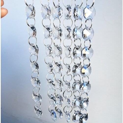 100PCS/lot 150MM (H) Crystal Octagon Beads Garlands Strands Clear Glass Chandelier Pendants, Wedding Decoration