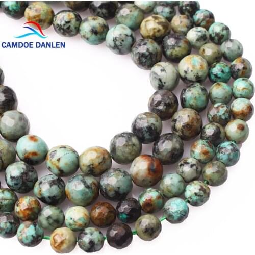 CAMDOE DANLEN Natural Gem Stone Faceted African Turquoises Beads 4 6 8 10 12MM Fit Diy Accessory Bracelet Beads Jewelry Making