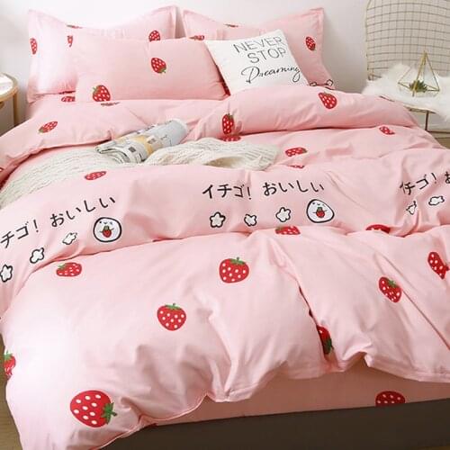 3/4pcs Simple Pink Bedding Set for Girls Luxury Duvet Cover Polyester Cotton Comforter Sets Twin King Queen Size Quilt Cover Set