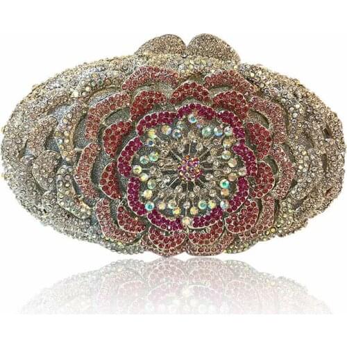 New Fashion Flower Shape Diamond Purse Luxury Handbags Elegant Women Evening Bags Wedding Party Purses and Handbags High Quality