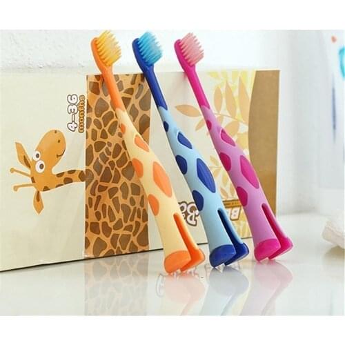 Cute Giraffe Children Training Toothbrushes Soft Stand Brush Dental Oral Care Suitable 3-12 years Develops good oral hygiene