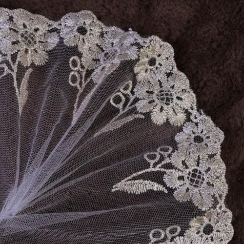 20Yards Embroidery Lace Trim Gold Mesh Net Fabric Ribbon Bridal Evening Dress Edging Hot Selling
