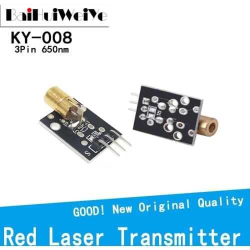 5PCS KY-008 650nm Laser sensor Module 6mm 5V 5mW Red Laser Dot Diode Copper Head for Arduino 3PIN KY008 AVR PIC DIY