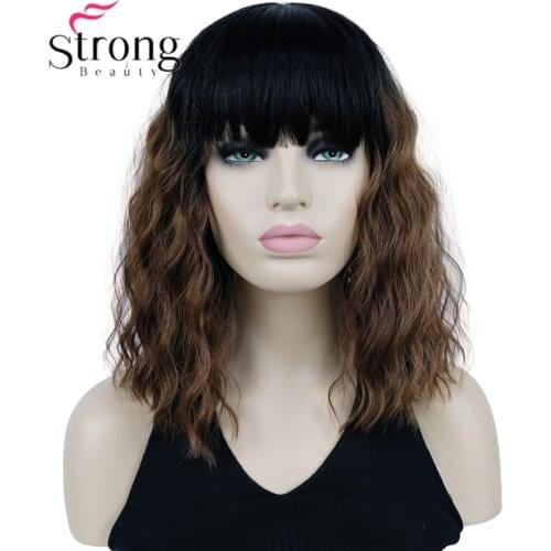 StrongBeauty Medium Length Wig Soft Ombre Brown Synthetic Hair Wigs for Women COLOUR CHOICES