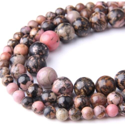 Natural Black Lace Rhodonite Bead for Jewelry Making DIY Bracelet Round Loose Beads 4/6/8/10 Mm Wholesale