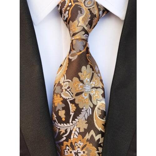 New Arrival Fashion Floral Brown Ties Jacquard Woven Ties 100% Silk Necktie Ties for Mens Business Wedding Party Gravatas Ties