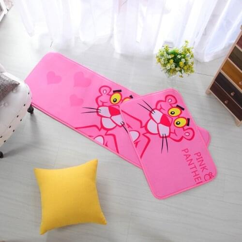 New Luxury cartoon Pink Panther Bath Mat Non-slip soft Mats Quality coral velvet Rug Shower Carpet for Bathroom Kitchen room