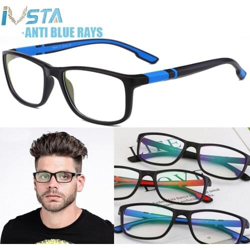 IVSTA TR90 Silicone Prescription Glasses Sport Men Myopia Computer Anti Blue Light Blocking Frame Optical Basketball Football