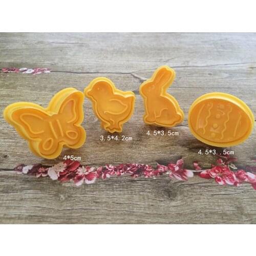 Y1UD Easter Bunny Chick Eggs Fondant Biscuit Stamper DIY Cake Mold Chocolate Cookie Pudding Decoration