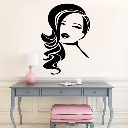 Retro Lady Salon Wall Stickers Personalized Creative Wallpaper For Barber Room Pvc Wall Decal Hair Salon Sticker