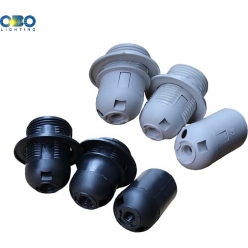 Base E27 E14 Plastic Lamp Holder full Thread Retro Decorative Light Fittings LED Black White Lamp Head Light Socket