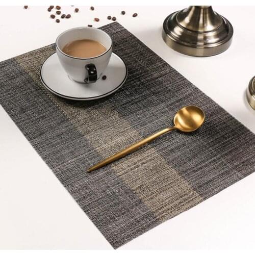 PVC Weaved Placemat Non-slip Heat Insulation Western Coffee Mat Rectangle for Dining Table Mat Kitchen Accessories Cup Coaster