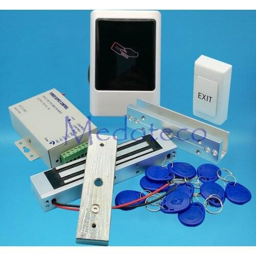 Full No Keypad 125khz Rfid Card Glass Door Access Control System Kit Metal EM Access Controller+350lbs Magnetic Lock+U Bracket