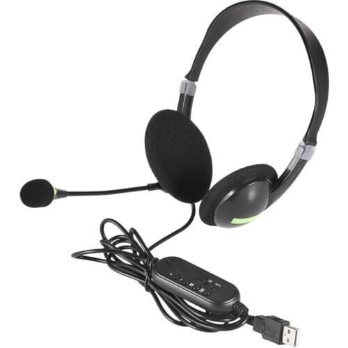 3.5mm Noise Cancelling Wired Headphones Microphone Universal USB Headset With Microphone For PC /Laptop/Computer