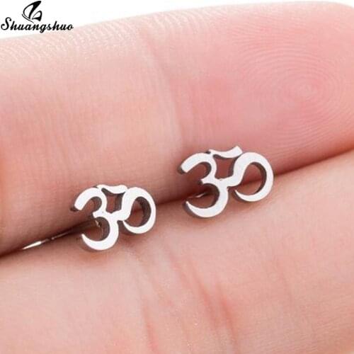 Stainless Steel Yoga Symbol Earring Korean Fashion OM Sign Jewelry for Women Men Motorcycle Sports Earings Hip Hop Bijoux