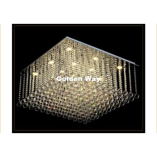 Free Shipping Modern Square Crystal Chandelier For Living Room Luxury Flush Mount GU10 LED AC Crystal Light Lustres De Cristal