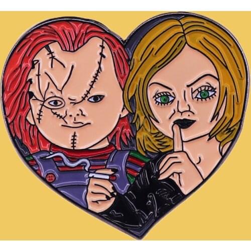 SP723 Couple Horror Metal Enamel Pin and Brooches Bag Clothes Lapel Pin Badge Brooch Denim Shirt Lapel Pins