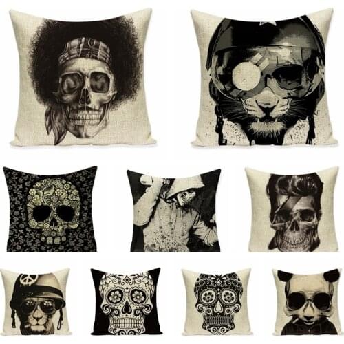 Cool Personality Skeleton Linen Cotton Pillowcas Men And Women In Love Cushions Home Decor Decorative Pillow Sofa Throw Pillows