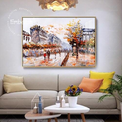 Embelish 1 Pieces Hot Watercolor Street View Of Paris Landscape HD Spray On Canvas Oil Paintings Home Decor Pictures Wall Poster
