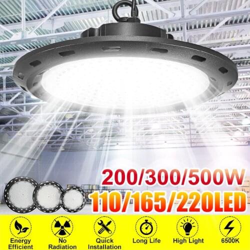 Ultraslim 200/300/500W UFO LED High Bay Lights 6500K Commercial Industrial Lighting Workshop Warehouse Led High Bay Lamp 220V