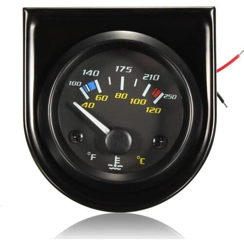2 Inch 52mm Universal Car Dual Analog Water Temperature Temp Gauge 40-120 C/100-250F White LED for 12 Volt System Universal