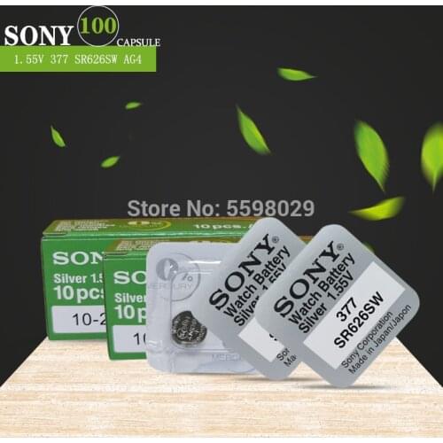 100PCS/lot Single grain packing For Sony Original 1.55V AG4 377A 377 LR626 SR626SW SR66 LR66 button cell Watch Coin Battery
