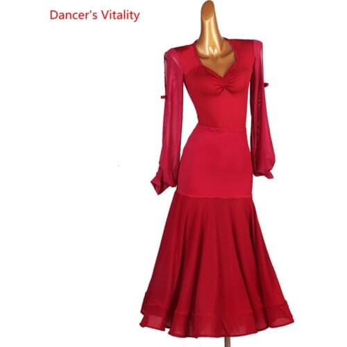 Latin Dance Skirt Female Child Long Sleeve Dress Practice Clothes New Adult Professional Custom High-end Performance Clothing