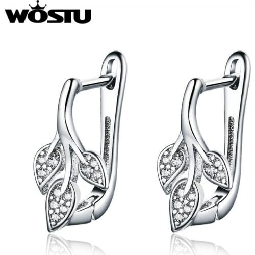 WOSTU New Arrival Autumn leaves Flower Stud Earrings For Women Small Earrings Engagement Wedding Elegant Luxury Jewelry FFE133