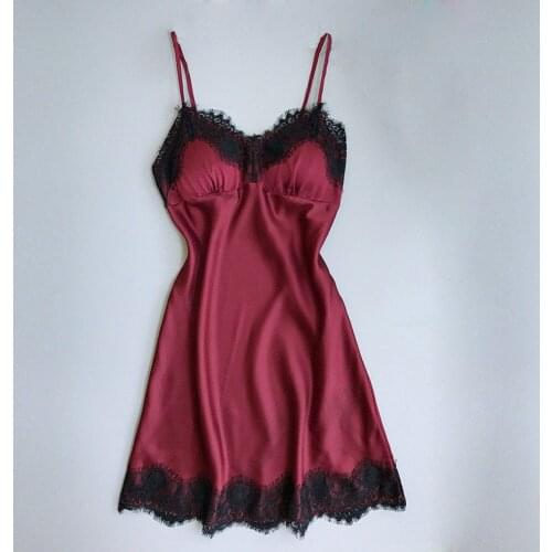 Female Sexy Lingerie V Neck Sling Lace Nightdress Sleepwear Sling Women Nightgown Temptation Babydoll Silk Night Dress